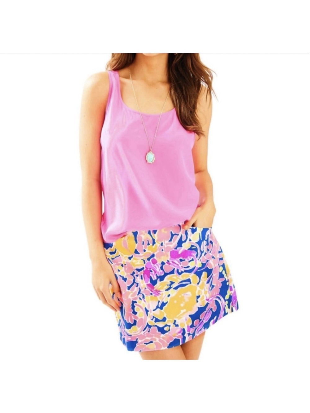 Lilly Pulitzer Marigold Skort Brilliant Blue Pink Catch And Release Size 4 Sea